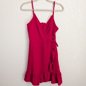 Altar'd State Red Katrina Wrap Mini Dress